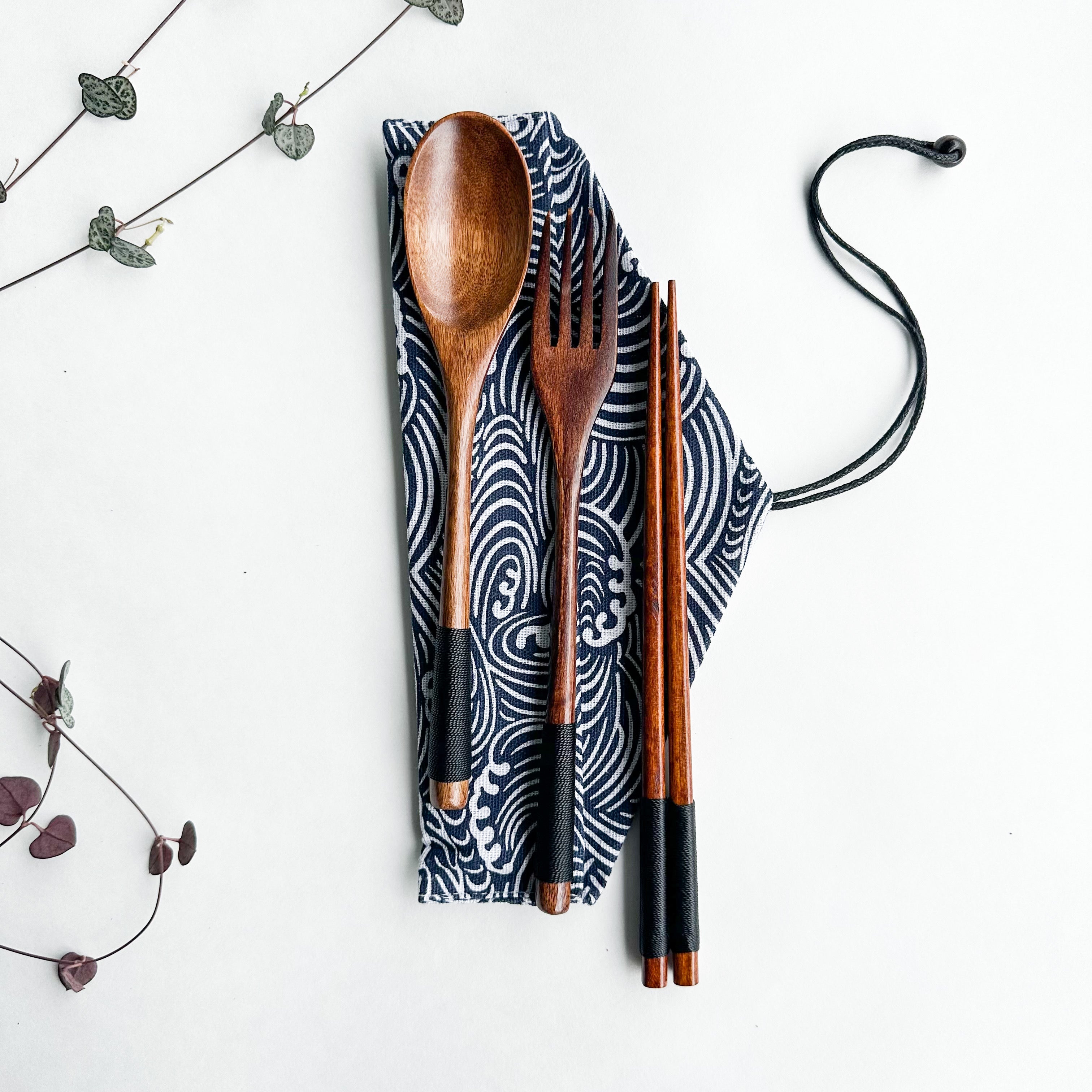 Reusable Handmade Natural Wood Cutlery Set - Plastic Free Biodegradable Japanese Style Utensil Set - Zero Waste Spoon |  Fork | Chopstick-3