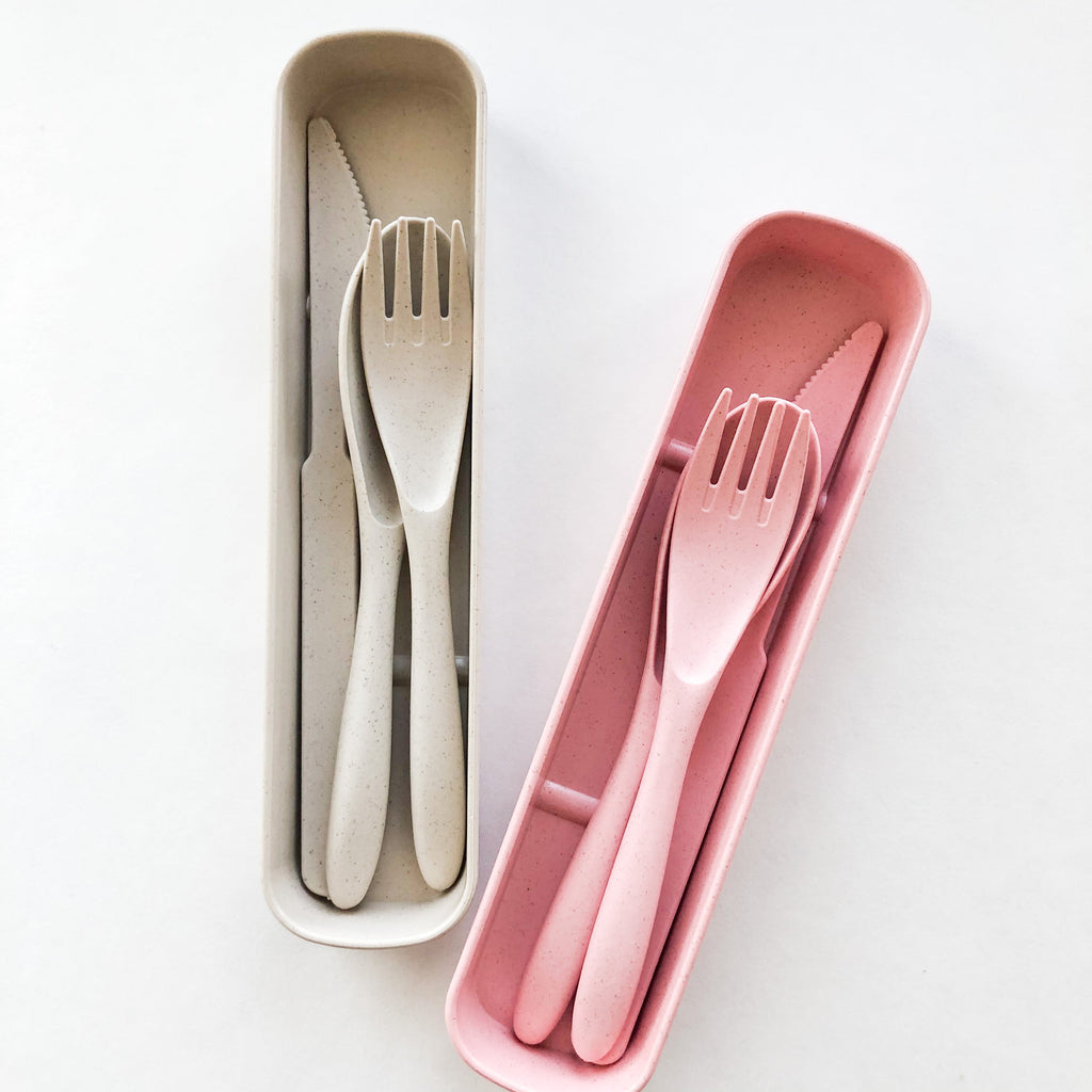Biodegradable Reusable Wheat Straw Cutlery Set - Plastic Free Zero Waste Sustainable Office, Outdoor, Camping, School, Party & Kids lunchbox-3