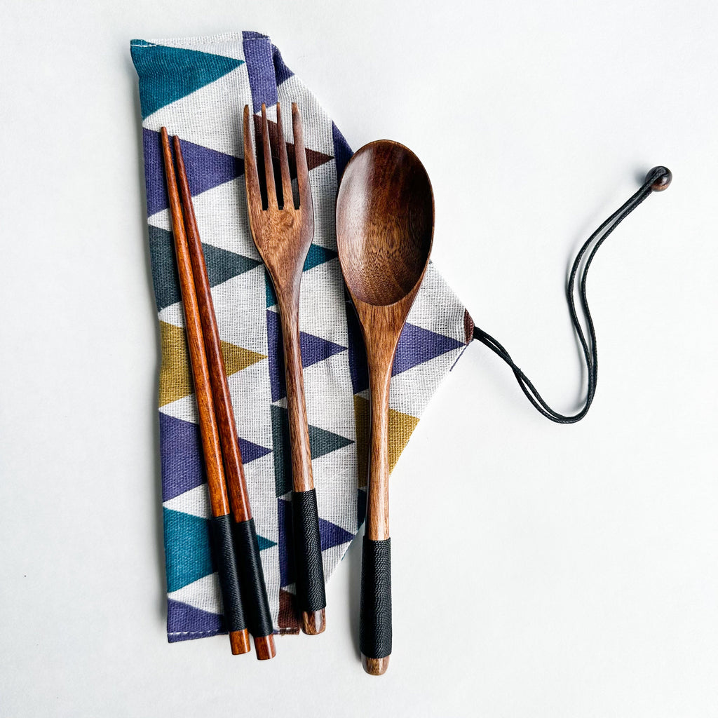 Reusable Handmade Natural Wood Cutlery Set - Plastic Free Biodegradable Japanese Style Utensil Set - Zero Waste Spoon |  Fork | Chopstick-4