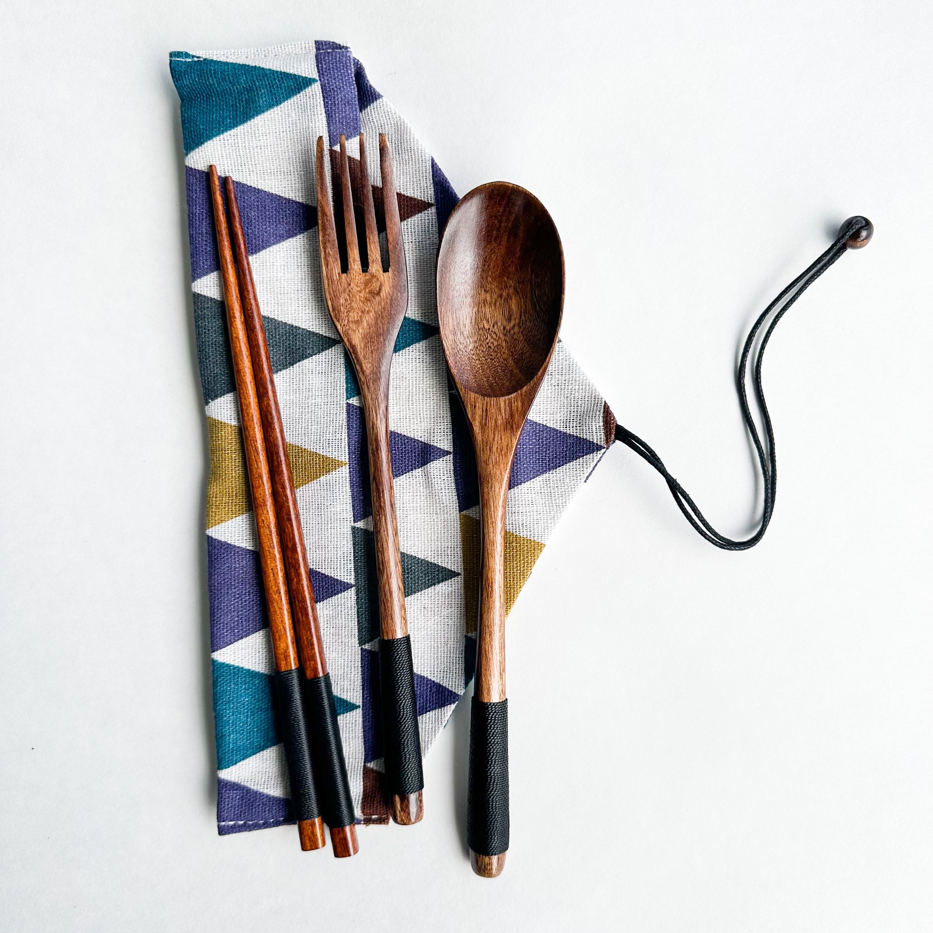Reusable Handmade Natural Wood Cutlery Set - Plastic Free Biodegradable Japanese Style Utensil Set - Zero Waste Spoon |  Fork | Chopstick-4