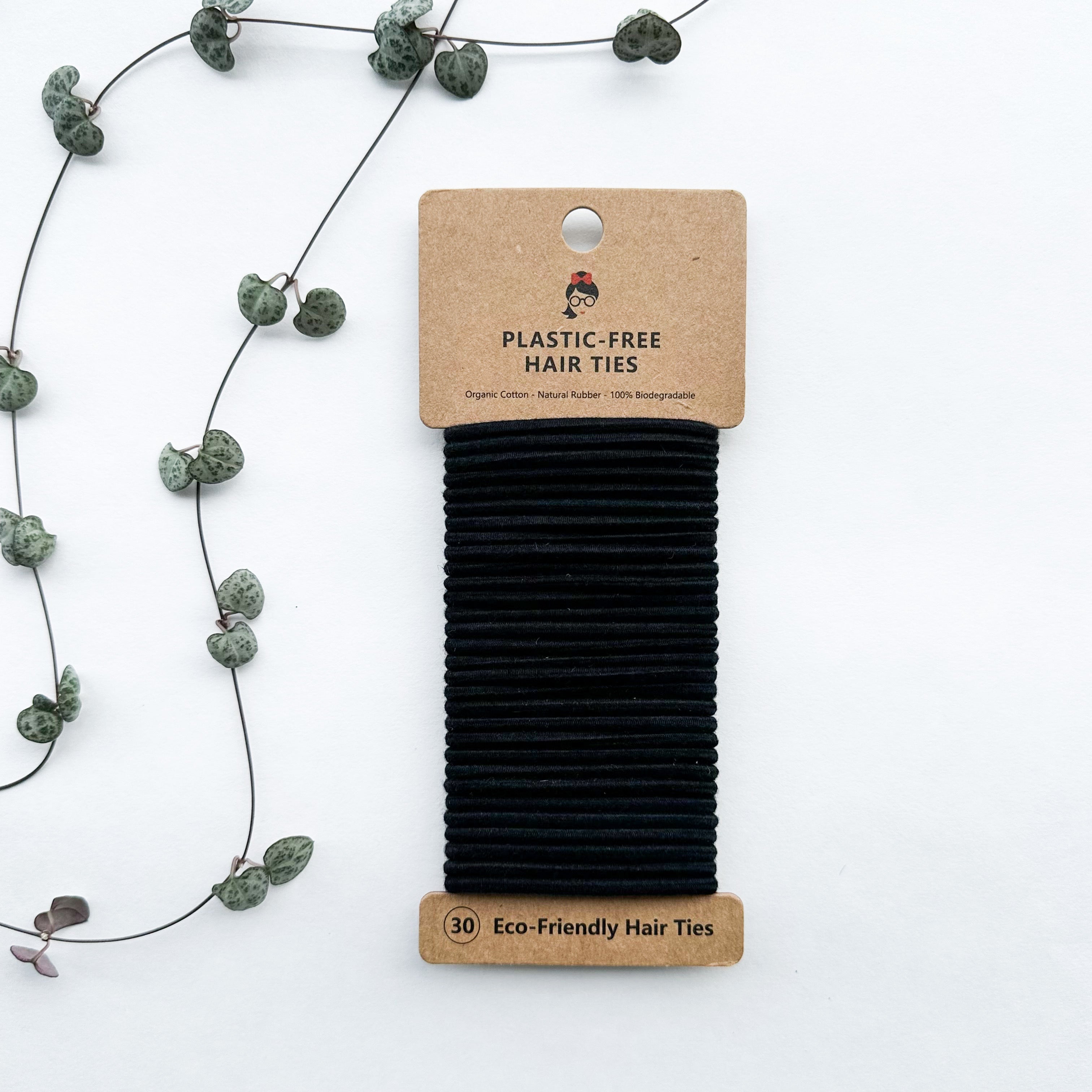 Organic Biodegradable Plastic Free Hair Ties - Zero Waste Eco Friendly Reusable Natural Cotton Hair Ties - Sustainable Living - Pack of 30-1