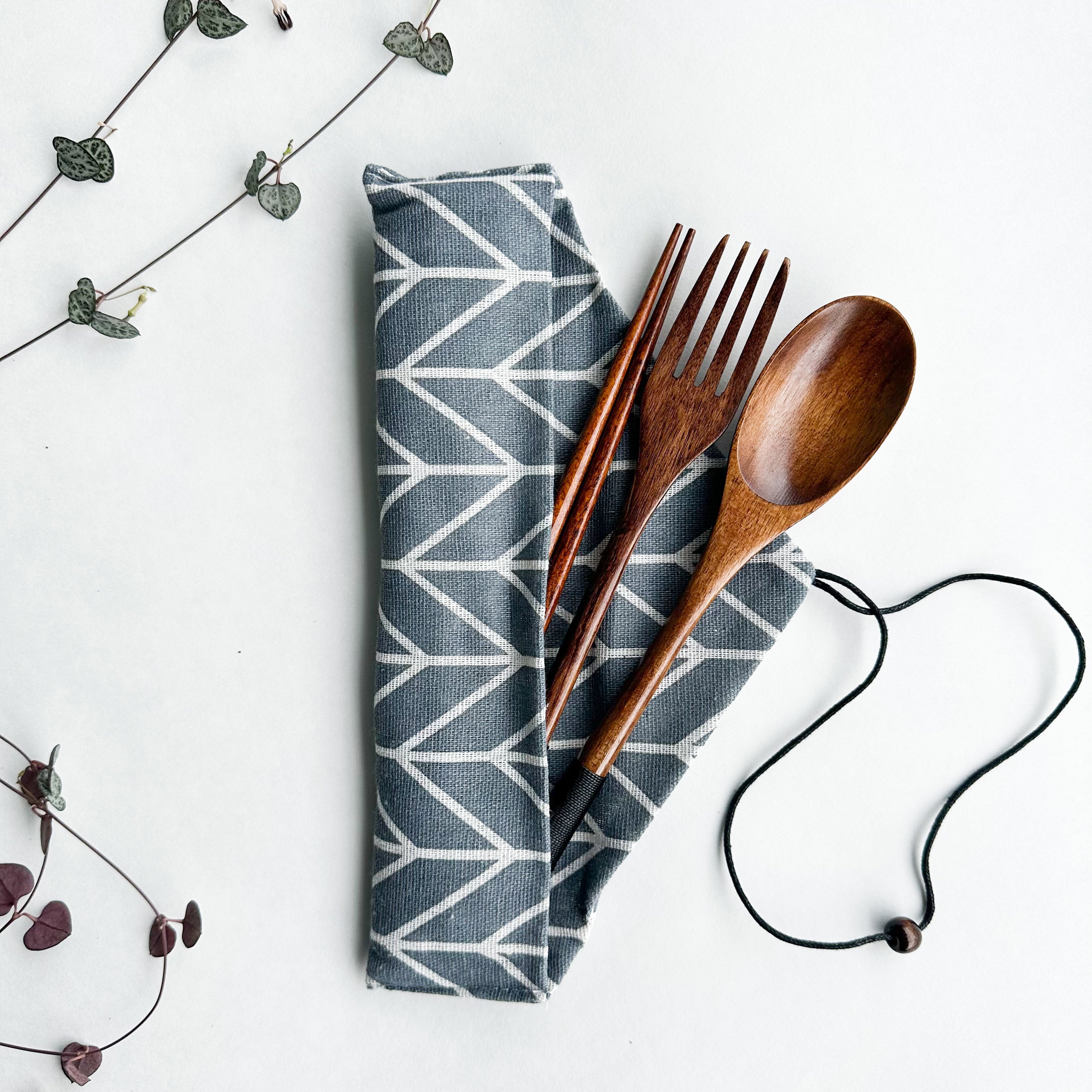 Reusable Handmade Natural Wood Cutlery Set - Plastic Free Biodegradable Japanese Style Utensil Set - Zero Waste Spoon |  Fork | Chopstick-5